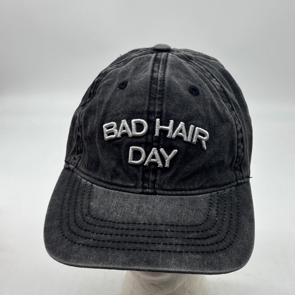 Black 'Bad Hair Day' Gray Cap HT8787